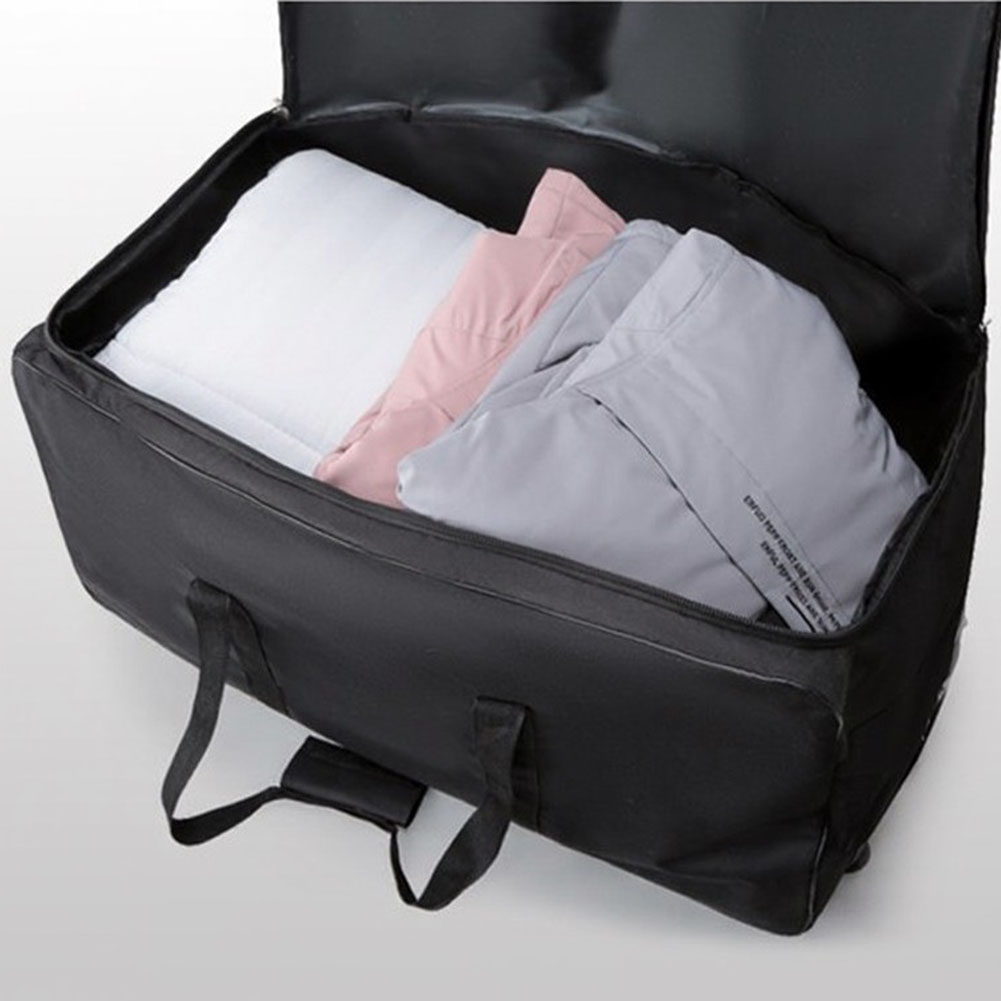 Foldable Rolling Luggage Bag - 大学寮への引越しに最適な、折りたたみ可能なキャリーバッグ。移動用のローラー付きダッフルバッグ。黒色の特大サイズで、旅行にも最適。