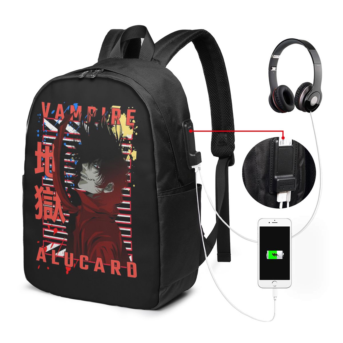 Travel Bags - アルカード・ヘルシング漫画バックパック旅行ノートブックバッグコンピュータ大学生スクールバッグラップトップショルダーバッグ男性用女性用