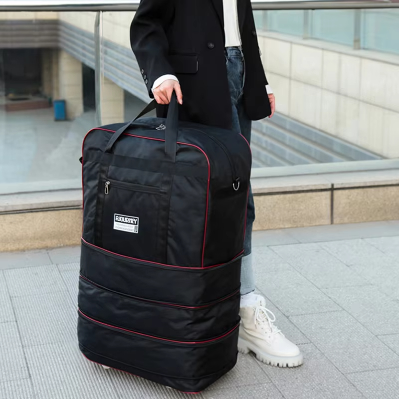 Foldable Rolling Luggage Bag - 折りたたみ式ユニセックスユニバーサルホイール付きトラベルバッグ拡張可能な大容量荷物バッグホイール付きキャリーオントロリーキャリア