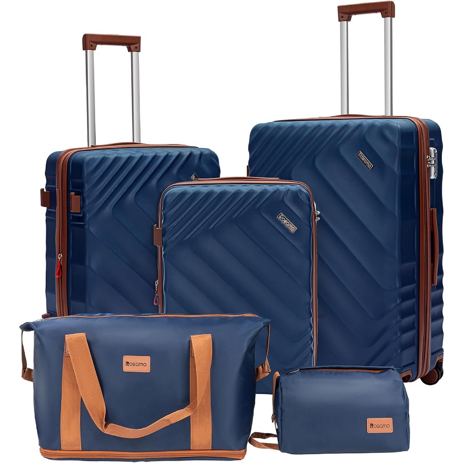 Expandable Hard Shell Luggage Set - 5点セットのハードシェル拡張式スーツケース、航空会社が認める機内持ち込みサイズ