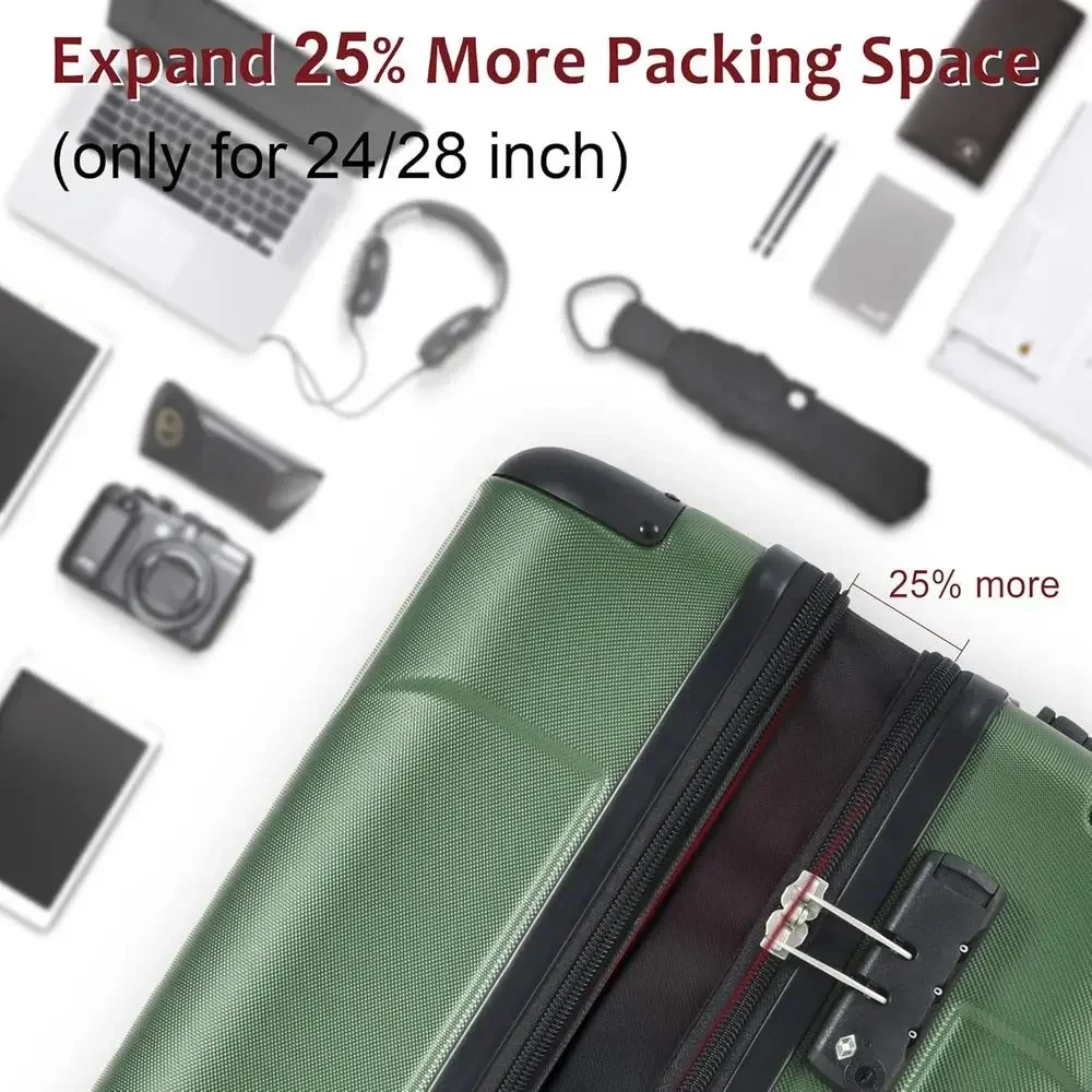 6点セットの拡張可能なハードシェルスーツケース。ダブルホイー - Expandable Hard Shell Luggage Set のレビューと価格