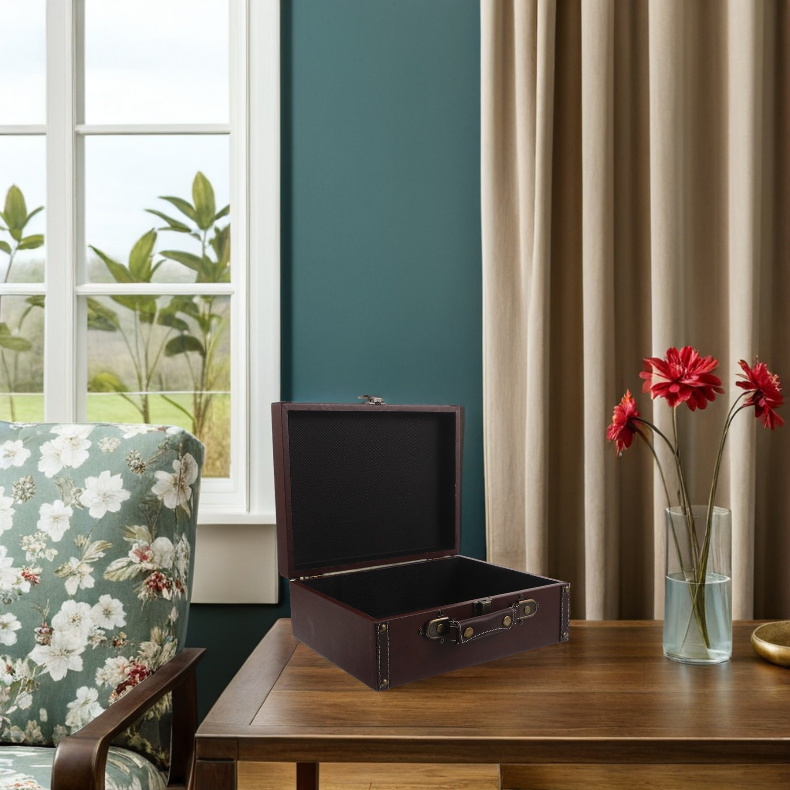 木製レトロ収納ボックス、ヴィンテージ風、持ち運び可能なスーツ - Retro Vintage Trunk Suitcase のレビューと価格