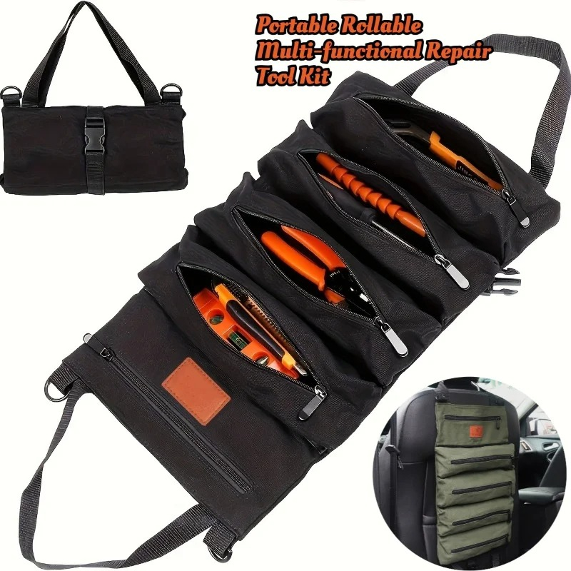1pc 多目的キャンバスロールツールバッグ車のツールオーガナ - Foldable Rolling Luggage Bag のレビューと価格